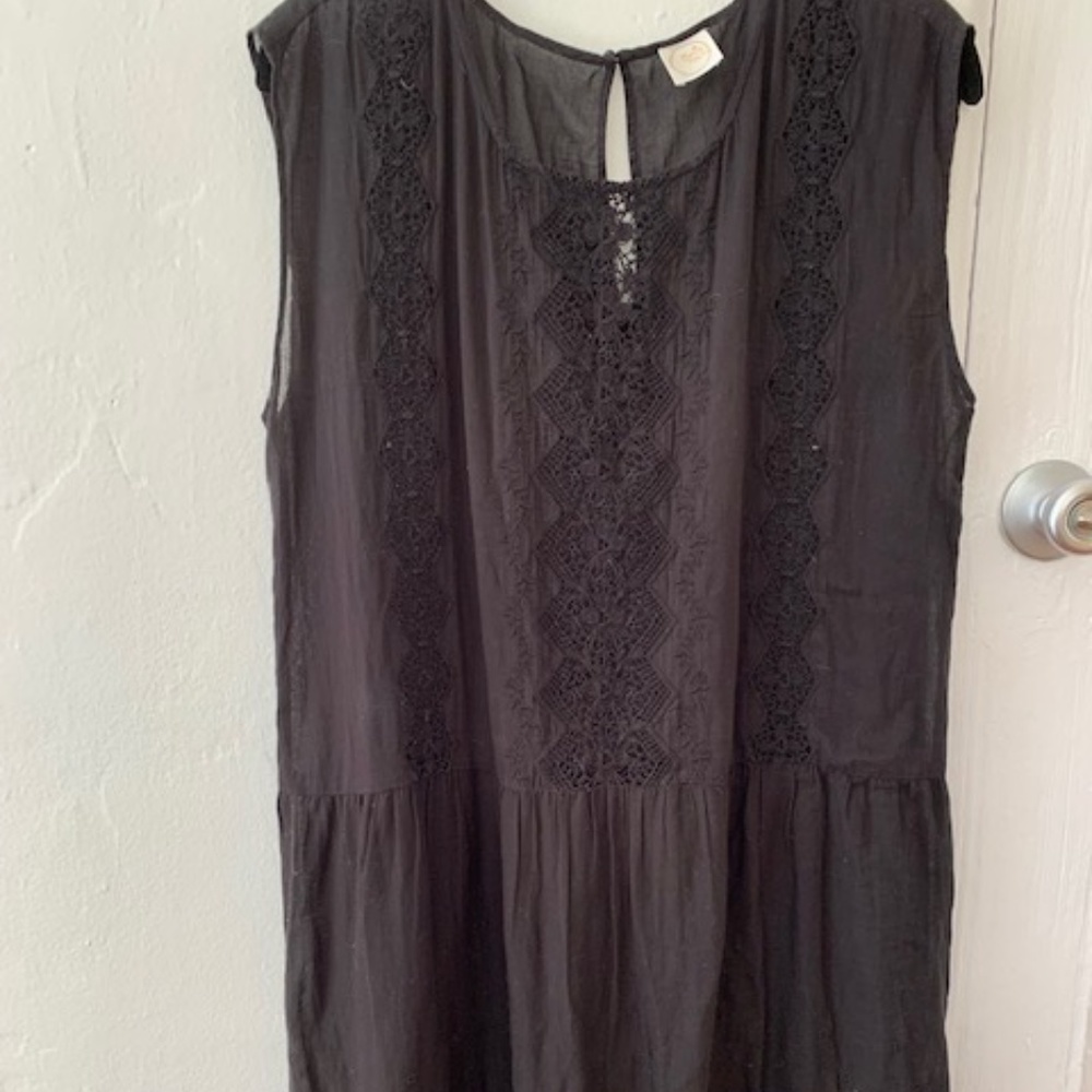 Des Petits Hauts Black lace light cotton mini dress